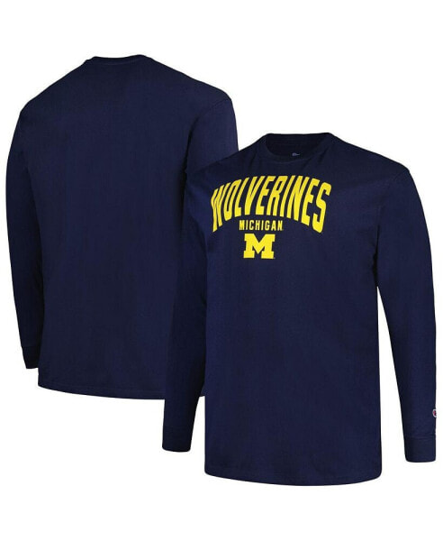 Men's Navy Michigan Wolverines Big and Tall Arch Long Sleeve T-shirt