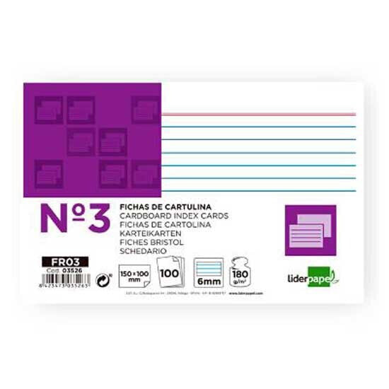 LIDERPAPEL Lined paper sheet n3 100x150 mm 180g/m2 pack of 100 units