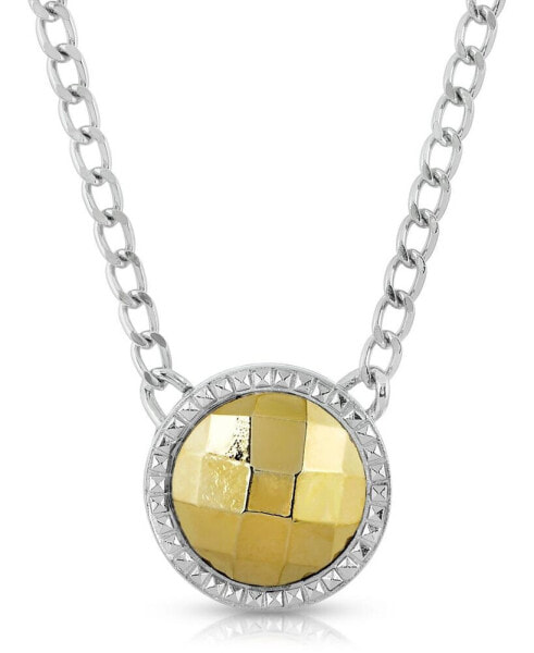 Silver-Tone and Gold-Tone Round Pendant Necklace