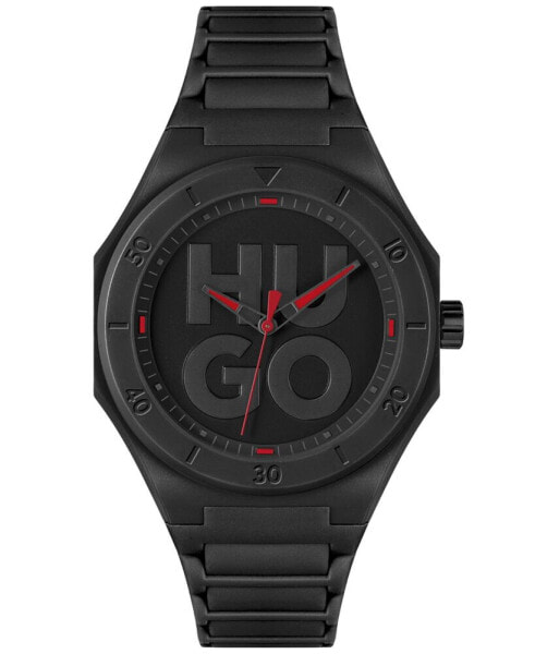 HUGO Men's Grail Quartz Black Silicone Watch 42mm