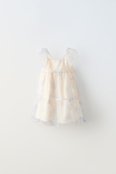 Tie-dye organza dress with ruffles