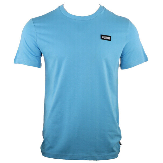 Puma Woven Badge Logo Tee Mens Blue Casual Tops 53963112