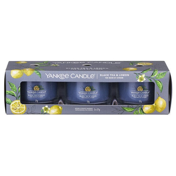 Ароматическая свеча Yankee Candle Black Tea & Lemon в стекле 3 x 37 г