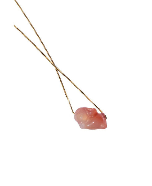seree bunny - Pink agate pendant necklace