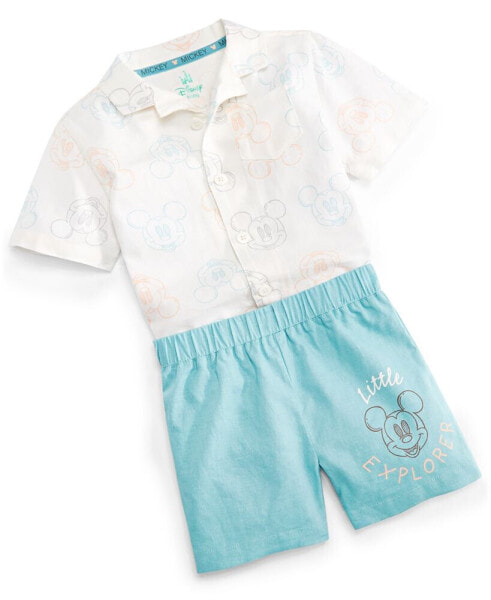 Baby Mickey Mouse Shirt & Twill Shorts, 2 Piece Set