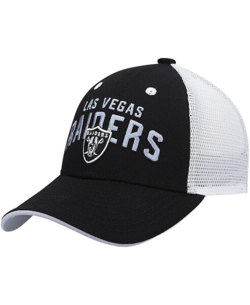 Черно-белая детская кепка для мальчиков OuterStuff Las Vegas Raiders Core Lockup Mesh Back Snapback Hat