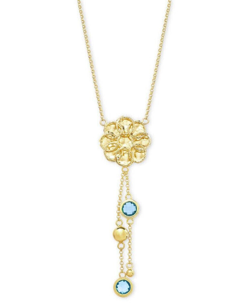 Macy's swiss Blue Topaz Flower 18" Lariat Necklace (2 ct. t.w.) in 14k Gold-Plated Sterling Silver (Also in Citrine & Amethyst)