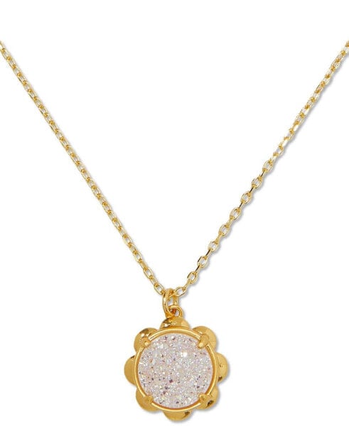 Gold-Tone Stone Flower Pendant Necklace, 16" + 3" extender