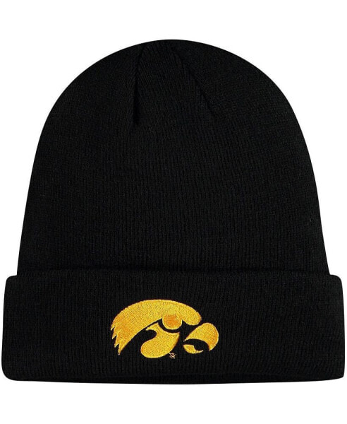 Big Boys Black Iowa Hawkeyes Jacquard Texture Cuffed Knit Hat