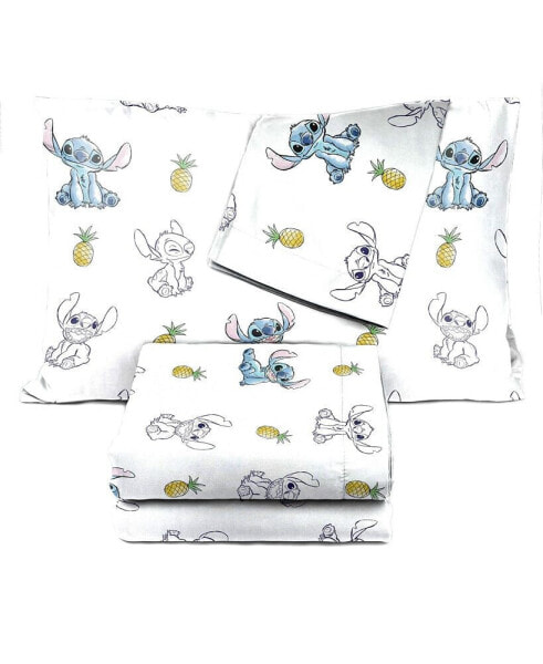 Disney Lilo & Stitch Watercolor Vibes 100% Organic Cotton Full Sheet Set