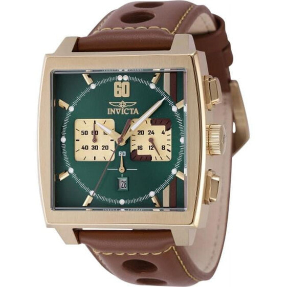 Invicta Men's S1 Rally Japanese Quartz Multifunction Green Dial Leather Watch