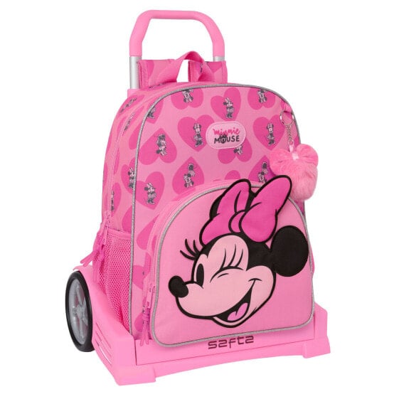 School Rucksack with Wheels Minnie Mouse Loving Pink 33 x 42 x 14 cm