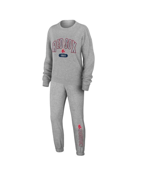 Women's Gray Boston Red Sox Knitted T-shirt and Pants Lounge Set