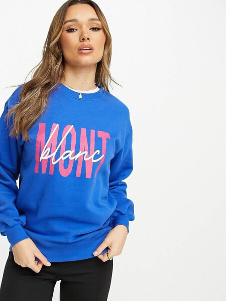 Threadbare Ski printed sweater in blue