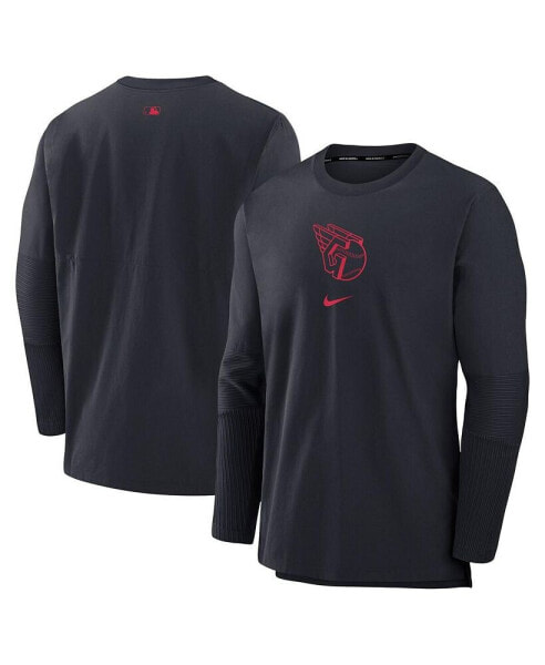 Men's Navy Cleveland Guardians Authentic Collection Player Performance Pullover Sweatshirt