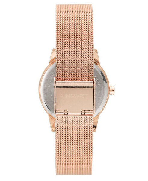 Women's Quartz Rose Gold-Tone Stainless Steel Mesh Band and Flower Pattern Watch, 35mm