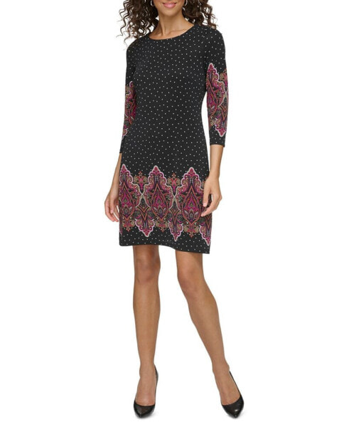 Women's Paisley 3/4-Sleeve Shift Dress