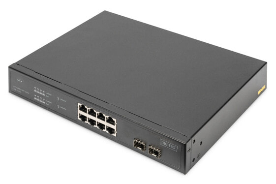DIGITUS 8-Port Gigabit PoE Networkswitch, 19 Zoll, unmanaged, 2 Uplinkports, SFP, 140 W, af/at