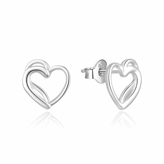 Gentle silver earrings studs Hearts E0002440