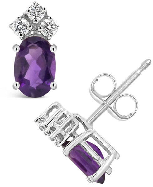 Серьги Macy's Amethyst & Diamond Stud