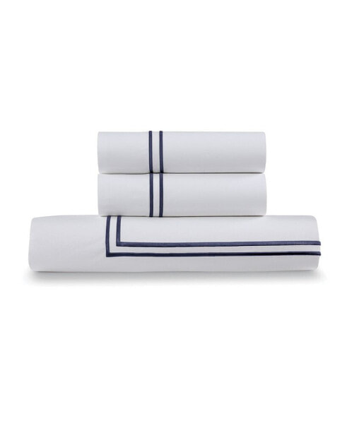 100% Cotton Percale 3pc Duvet Set with Satin Stitching, King/Cal King