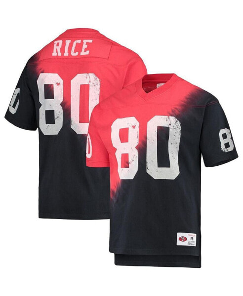 Men's Jerry Rice Black, Red San Francisco 49ers Retired Player Name and Number Diagonal Tie-Dye V-Neck T-shirt