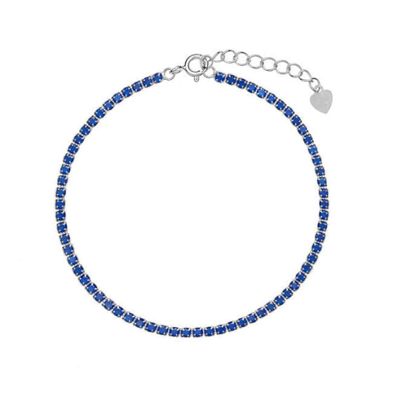 Tennis silver bracelet with blue cubic zirconia AJNR0002