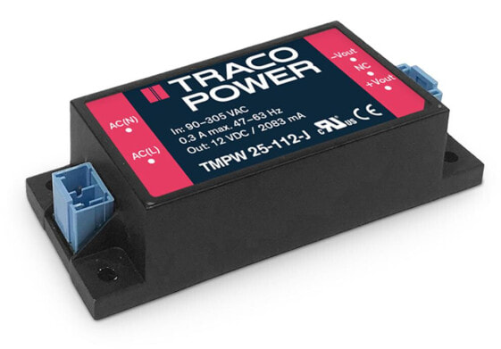 TRACO POWER TMPW 25-105-J - 38.1 mm - 24.1 mm - 88.4 mm - 100 g - 20 W - 90 - 305 V