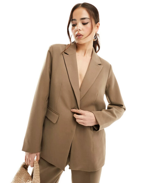 YAS tailored blazer co-ord in brown - BROWN