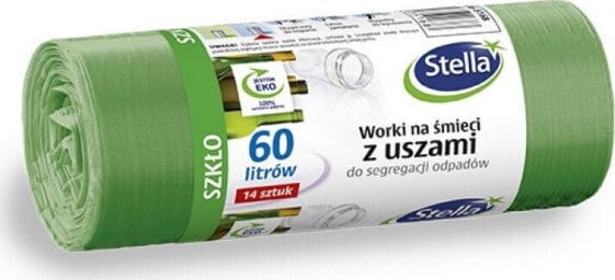 Stella Worki z uszami STELLA, do segregacji szkła, 60 l, 14 szt., zielone, zielony