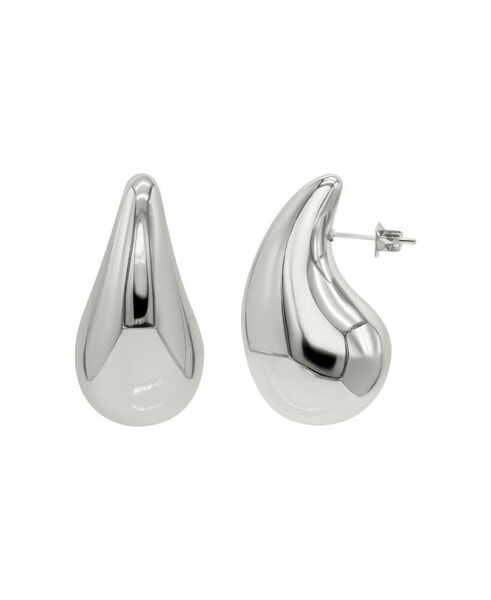 Silver Tarnish Resistant Teardrop Sculptural Stud Earrings