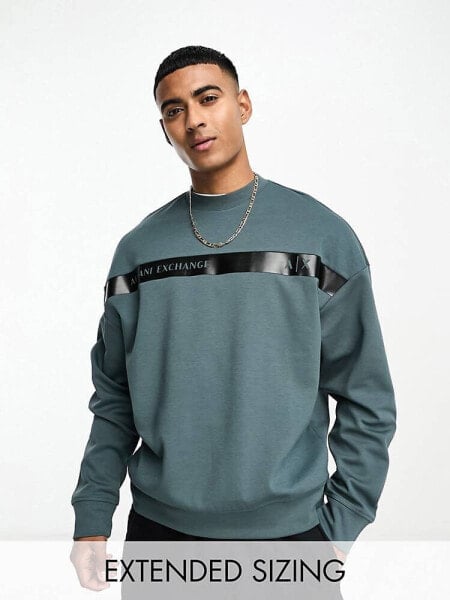 Armani Exchange front taped logo sweatshirt in slate grey