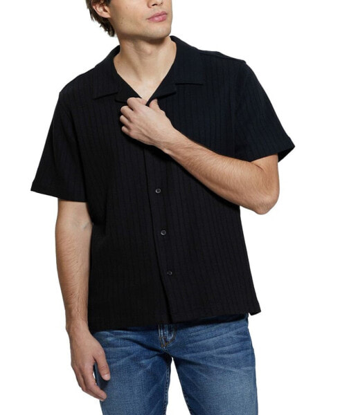 Men's Toledo Ribbed-Knit Short-Sleeve Button-Down Camp Shirt