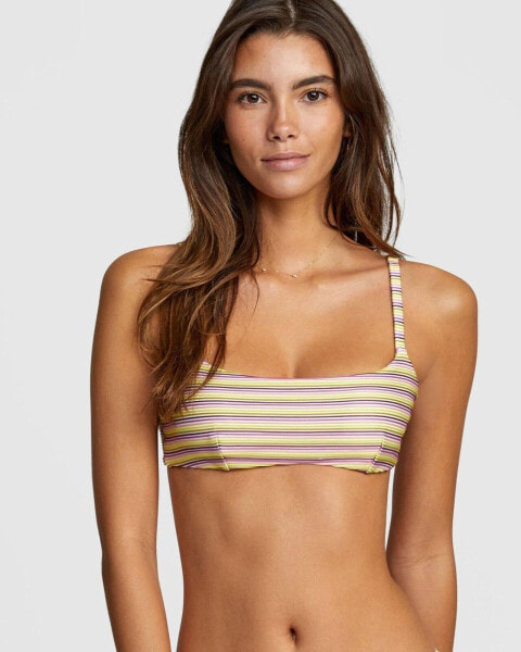 Купальник браелет женский RVCA 282896 - Stripe Out Bralette (Кремовый, размер Large)