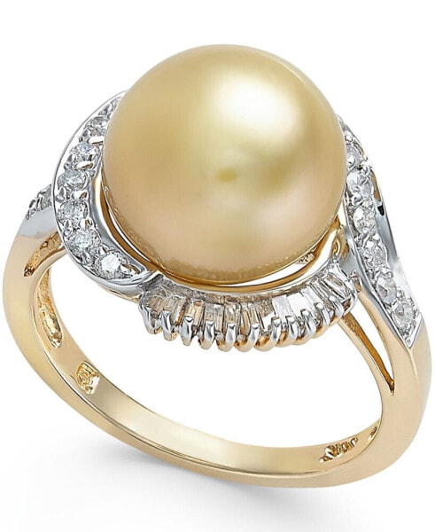 Кольцо Macy's Golden South Sea Pearl Diamond