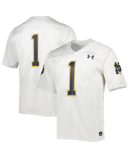 Men's #1 White Notre Dame Fighting Irish Team Wordmark Replica Football Jersey