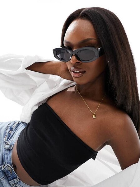 AJ Morgan slim cat eye sunglasses in black