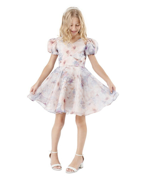 Big Girls Floral Organza Social Dress, Created for Macy's