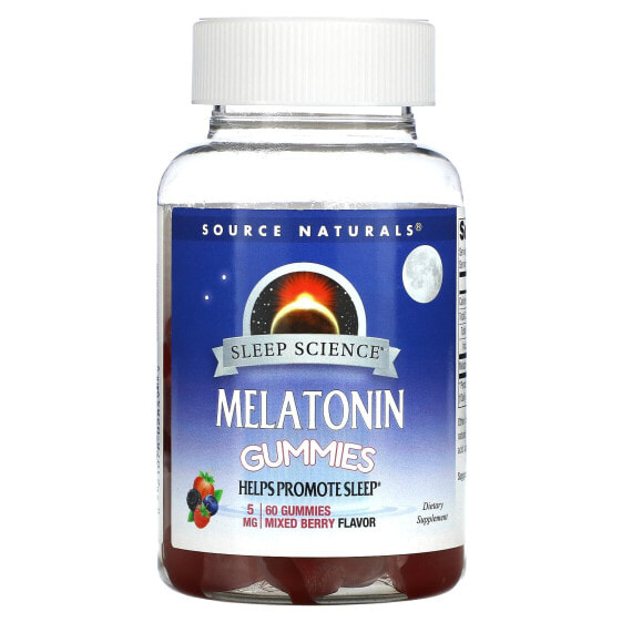 Витаминные мишка для сна Source Naturals, Melatonin Gummies, Ягоды, 5 мг, 60 шт
