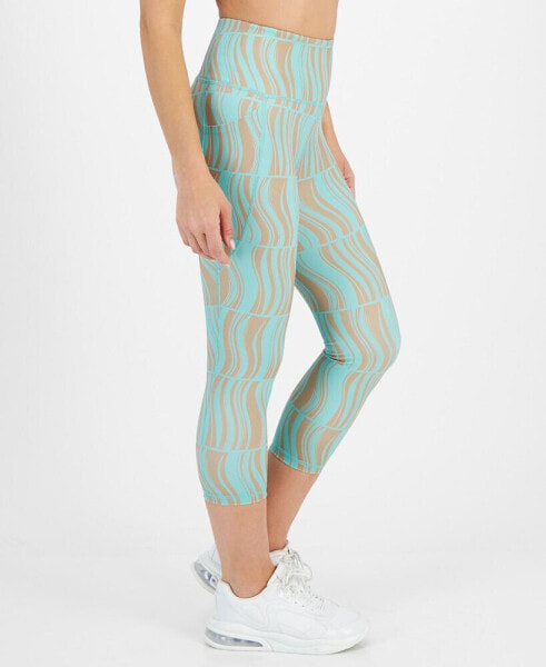 Women's Active Wavey-Print Cropped Compression Leggings, Created for Macy