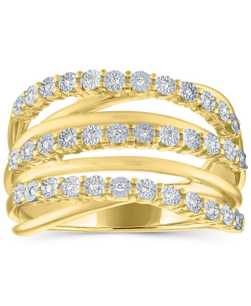 Diamond Multirow Crossover Statement Ring (1/10 ct. t.w.)