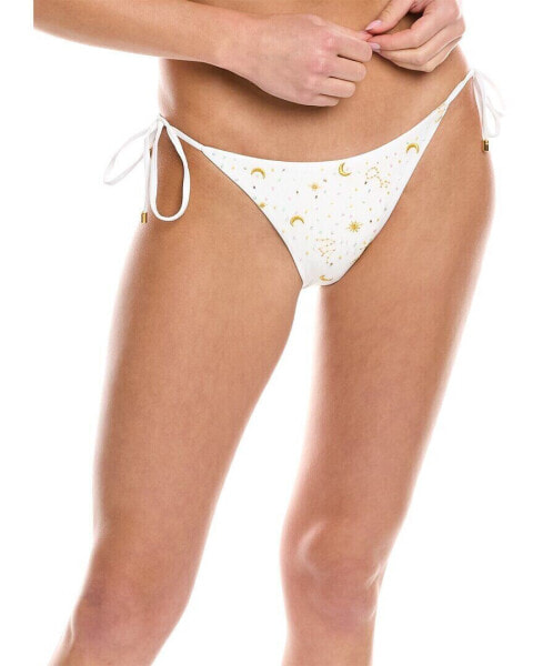 Pq Swim Embroidered Tie Full Bikini Bottom Women's White L