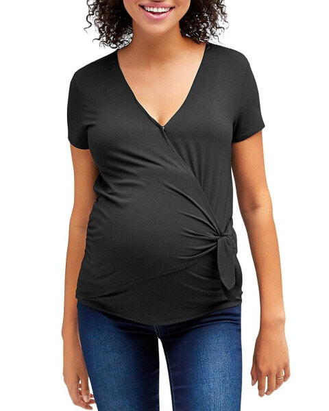 Футболка для беременных и кормящих Nom Maternity Pia черного цвета размер Medium