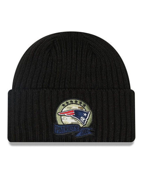 Men's Black New England Patriots 2022 Salute To Service Knit Hat