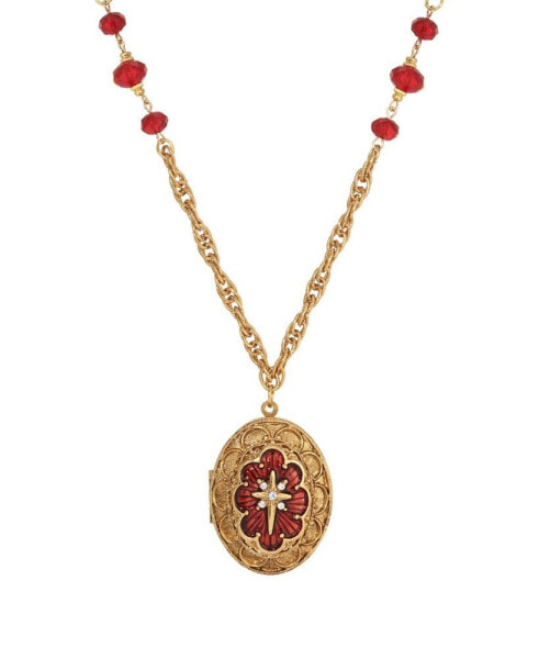 Enamel Star of Bethlehem Locket Bead Necklace