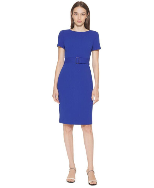 Women's Crewneck Scuba-Crepe Sheath Dress