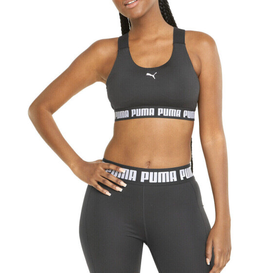Puma Mid Impact Feel It Sports Bra Womens Black Casual 52166901
