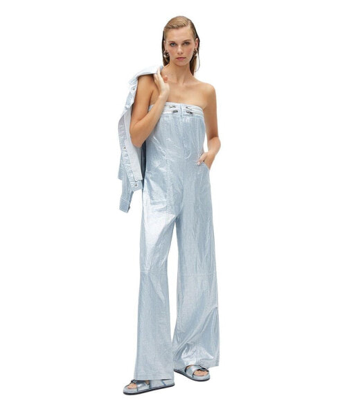 Women's Metallic Strapless Jumpsuit