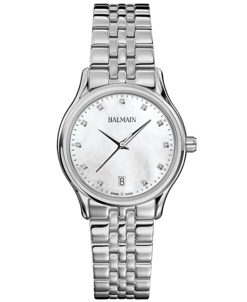 Women's Swiss Beleganza Diamond (1/20 ct. t.w.) Stainless Steel Bracelet Watch 32mm