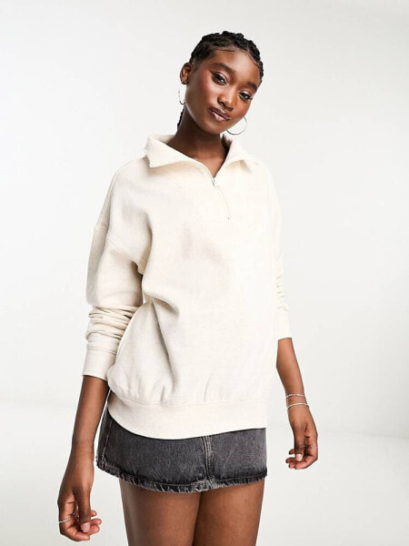 New Look zip detail sweater in cream